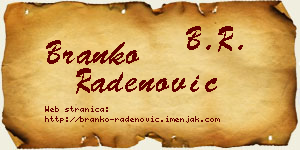 Branko Radenović vizit kartica